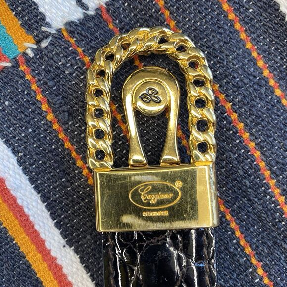 Vintage Caggiano 22k Gold Plated Leather Belt. Reversible. Push Center. Italy. - Picture 2 of 11